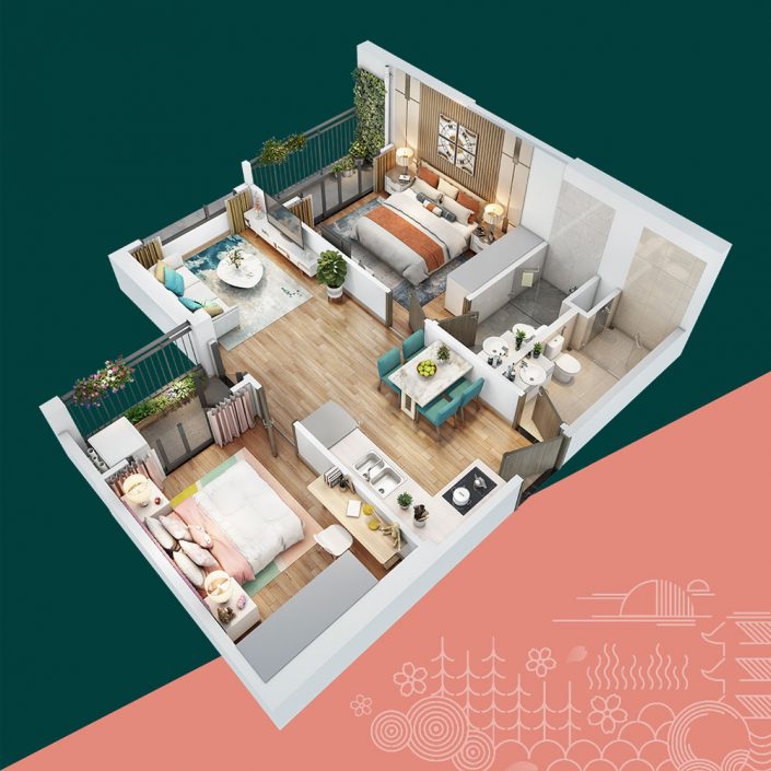 mat bang can ho 2pn the sakura vinhomes smart city