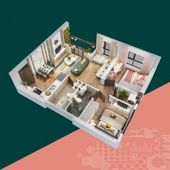 mat bang can ho 2pn1 the sakura vinhomes smart city